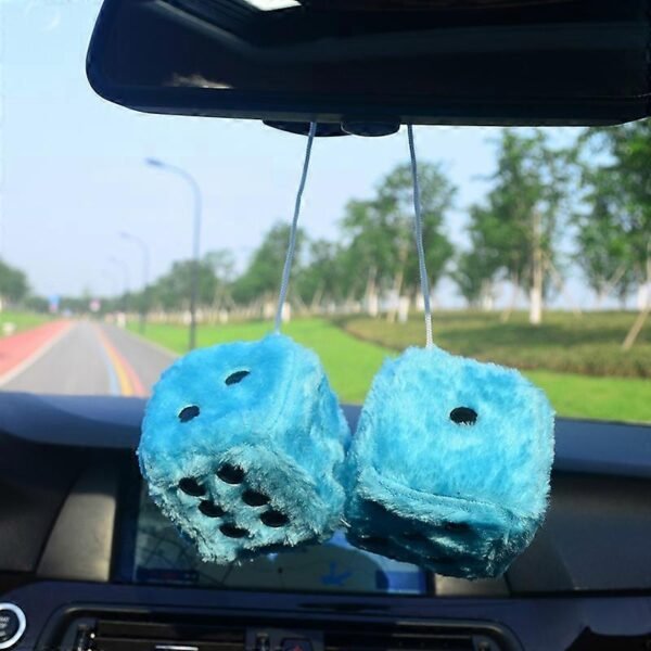 Purple Fuzzy Dice Car Mirror Accessory - Image 8