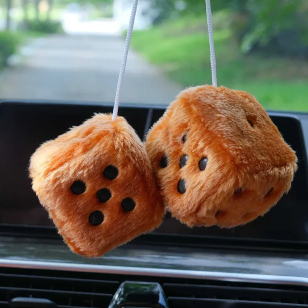Purple Fuzzy Dice Car Mirror Accessory - Image 9