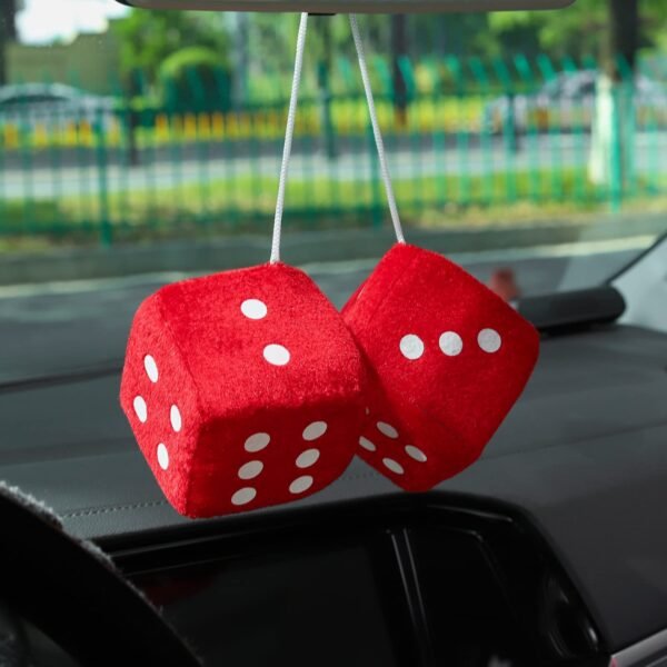 Purple Fuzzy Dice Car Mirror Accessory - Image 10