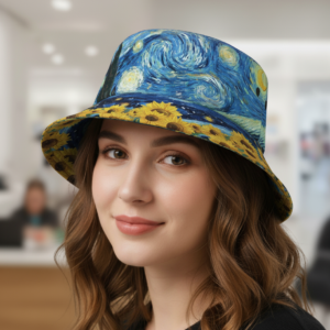Van Gogh Starry Night Sunflower Bucket Hat