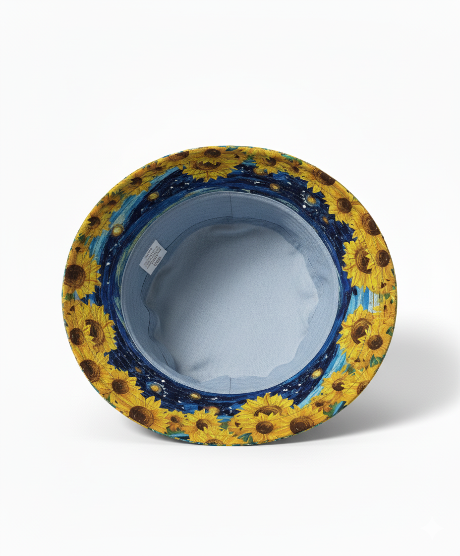 Van Gogh Starry Night Sunflower Bucket Hat - Image 4