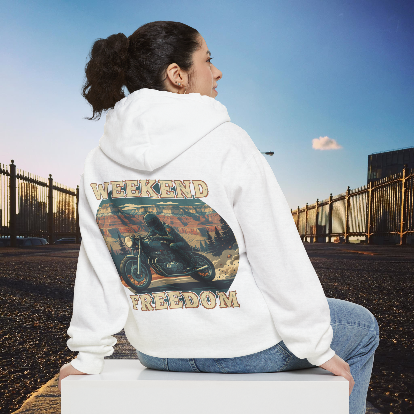 Weekend Freedom Motorcycle Hoodie – Retro Biker Sweatshirt