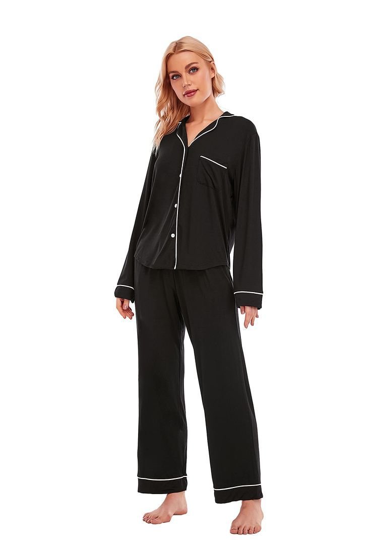Women’s Satin Pajama Set – Long Sleeve Sleepwear