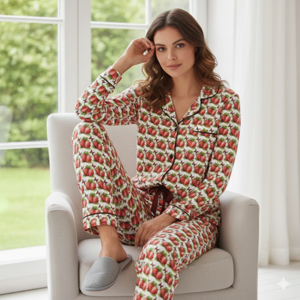 Cute Strawberry Long Sleeve Pajama Set - Image 2