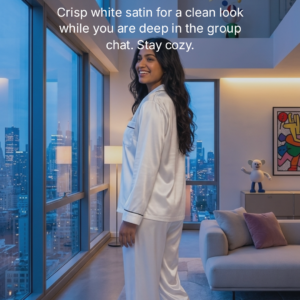 Women’s Satin Pajama Set – Long Sleeve Sleepwear