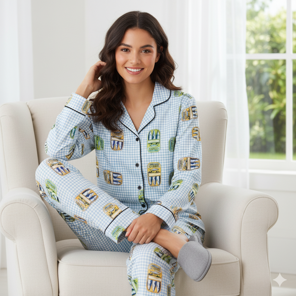 Sardine Print Pajamas Set | Novelty Sleepwear - Image 3